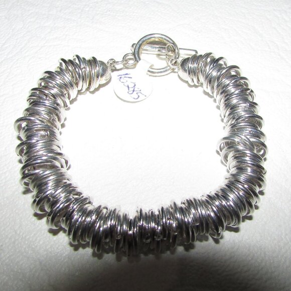 Silver Multi-Ring Toggle Bracelet - 3/8" - NEW - Picture 2 of 9